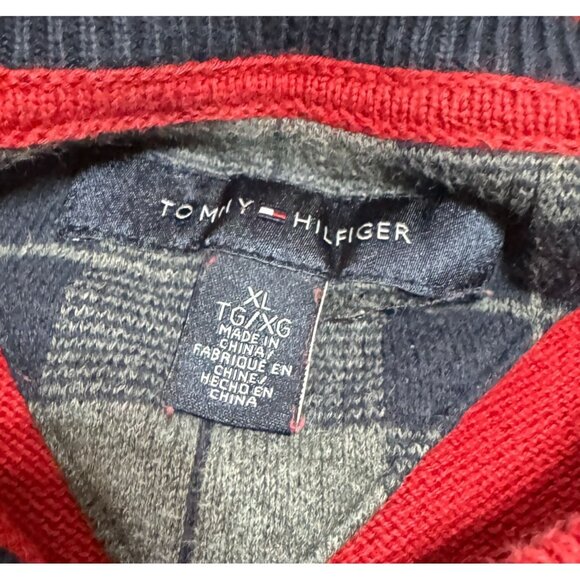 VTG TOMMY HILFIGER Y2K SWEATER SIZE XL RED BASIC CREW NECK COTTON MENS - Picture 3 of 4